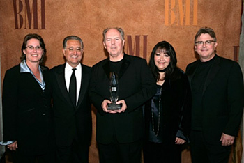 (From left) BMI Sr. VP/Performing Rights Alison Smith, BMI President/CEO Del Bryant, composer George S. Clinton, BMI VP of Film/TV Relations Doreen Ringer-Ross, BMI Sr. VP of Writer/Publisher Relations Phil Graham. (Photo by Randall Michaelson)
