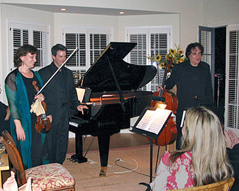 Belinda Broughton, violin; Robert Thies, piano; and Andrew Shulman, cello