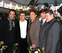 (Left to right) Alexandre Desplat, Javier Navarrete, Philip Glass, Thomas Newman, Gustavo Santaolalla